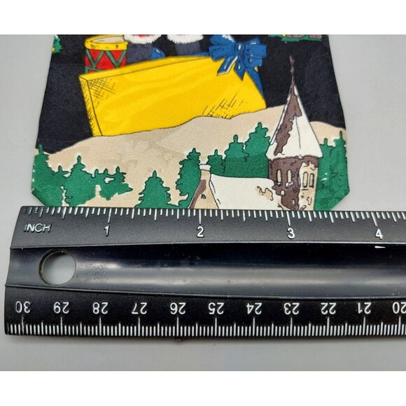 Christmas Holiday Mens Neck Tie 100% Silk Santa Bringing Gifts Black Background - Picture 6 of 6